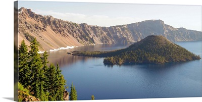 South Side Of Crater Lake With Wizard Island, Oregon