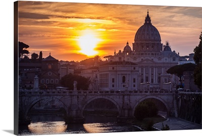 St. Peter's Basilica at Sunset, Vatican City, Italy