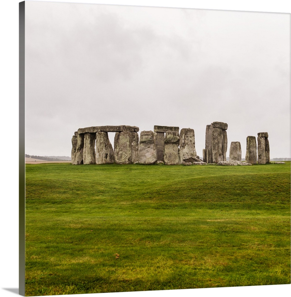 Square photograph of Stonehenge, a prehistoric monument and now a historic landmark in Wiltshire, England, United Kingdom.