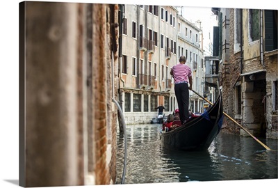 Striped Gondolier, Venice, Italy, Europe