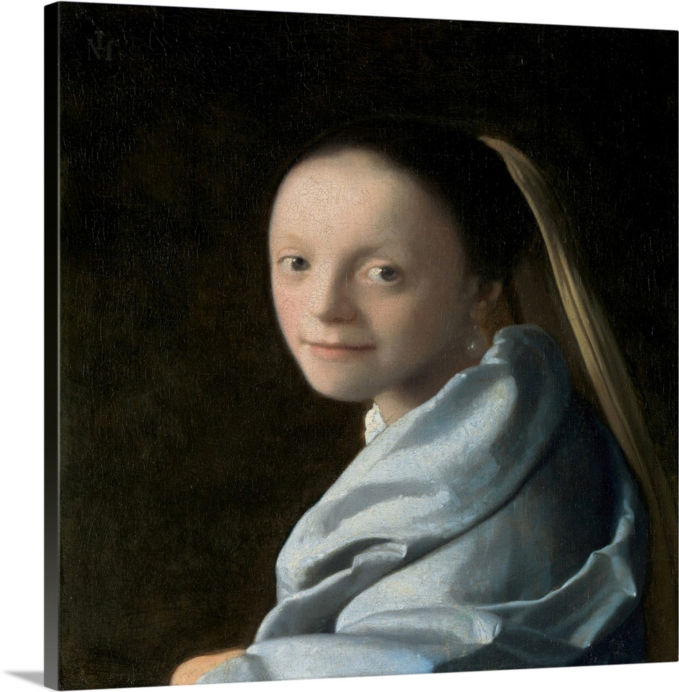 This may be one of the three paintings by Vermeer that were described in an Amsterdam auction of 1696 as A 'face' in an an...
