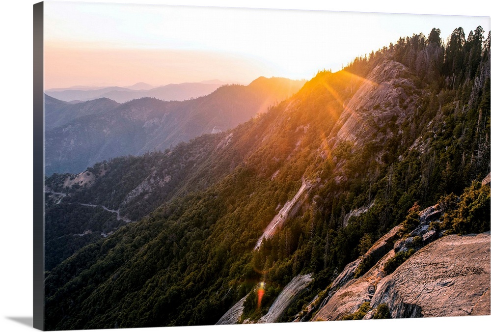 Sunset At Moro Rock Trail in Sequoia National Park, California.