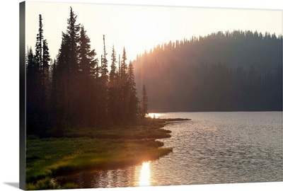 Sunset On Lake, Mount Rainier National Park, Washington