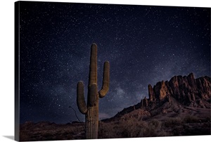 Superstition Mountains At Night, Phoenix, Arizona Wall Art, Canvas ...