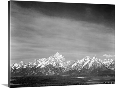 Tetons From Signal Mountain, Valley, Snow-Capped Mountains, Low Horizons