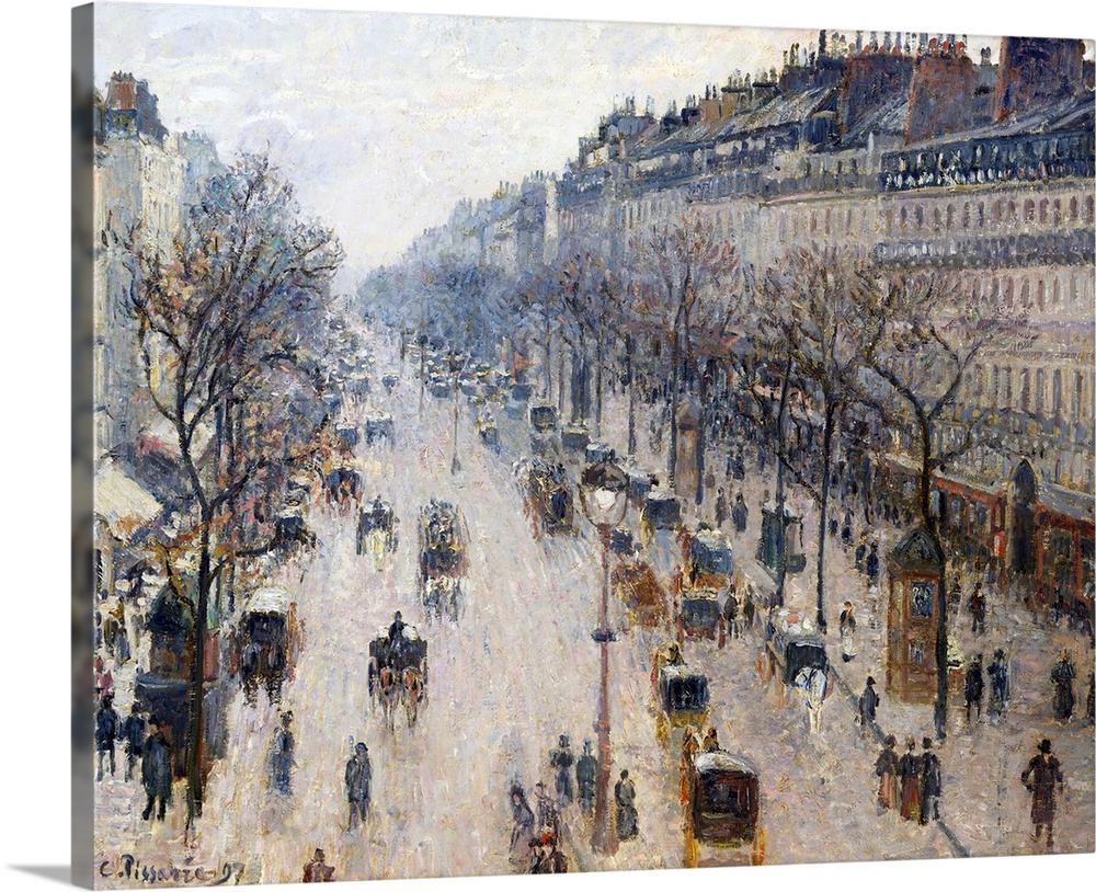 After spending six years in rural Eragny, Pissarro returned to Paris, where he painted several series of thegrands bouleva...