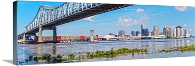The Crescent City Connection and New Orleans Skyline - Panoramic