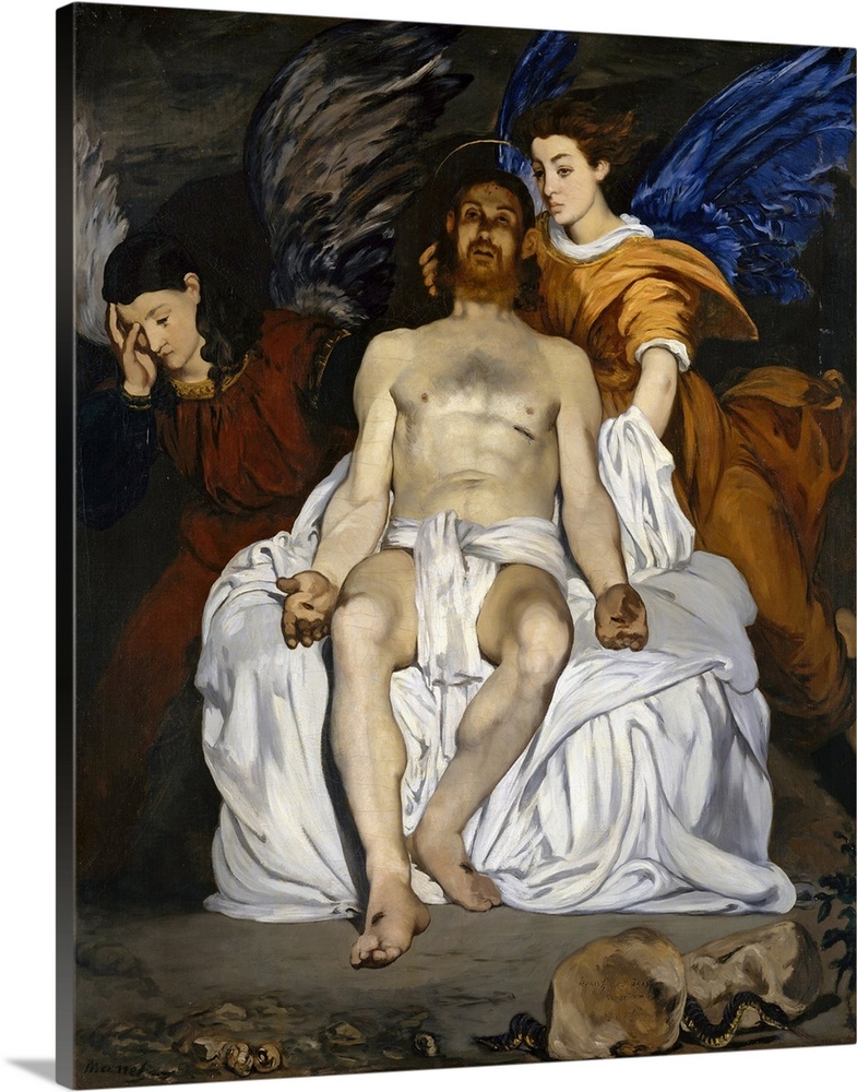 Manet identified the source for this painting, the first of several religious scenes, in the inscription on the rock: the ...