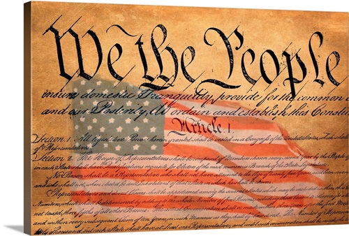 The Preamble To The United States Constitution With Flag | Great Big Canvas