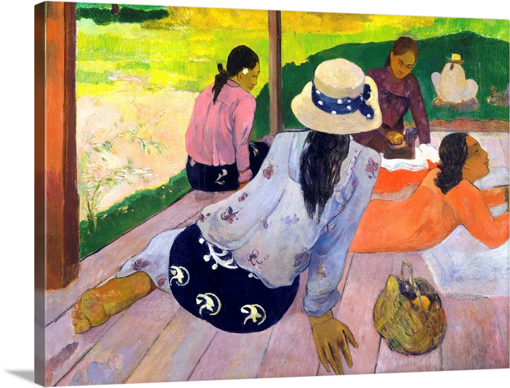 The unaffected grace and communal ease of Tahitian women impressed Gauguin enormously. The artist worked on this painting ...