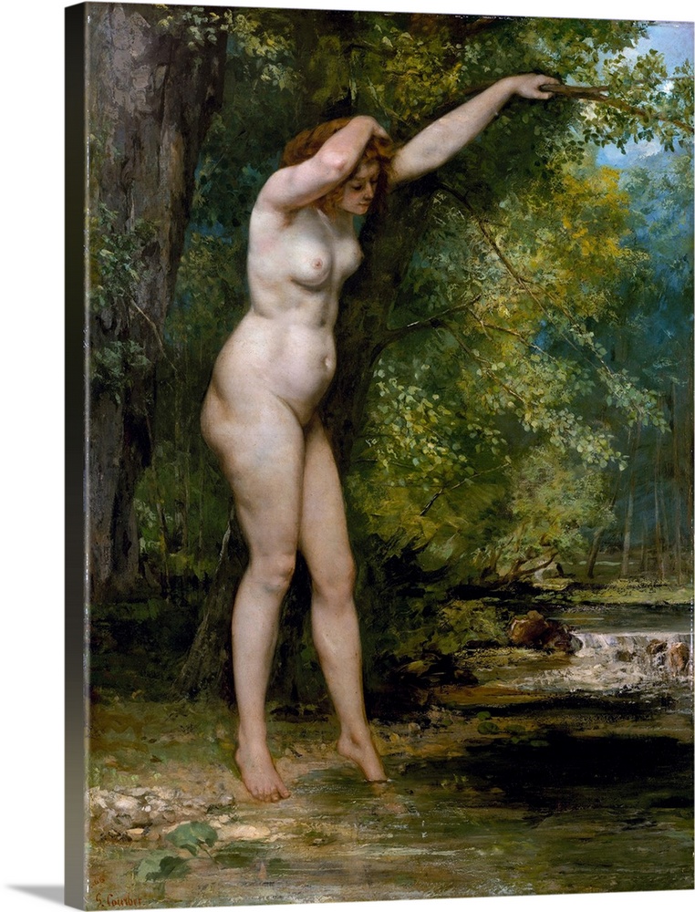 The traditional theme of women bathing attracted Courbet's attention repeatedly in the 1860s. This scene revisits a motif ...
