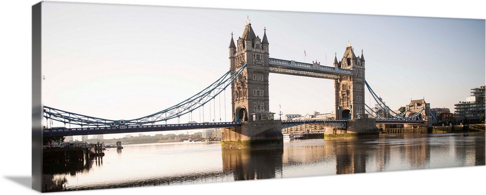 Panoramic photograph of Tower Bridge over River Thames, London, England, UK