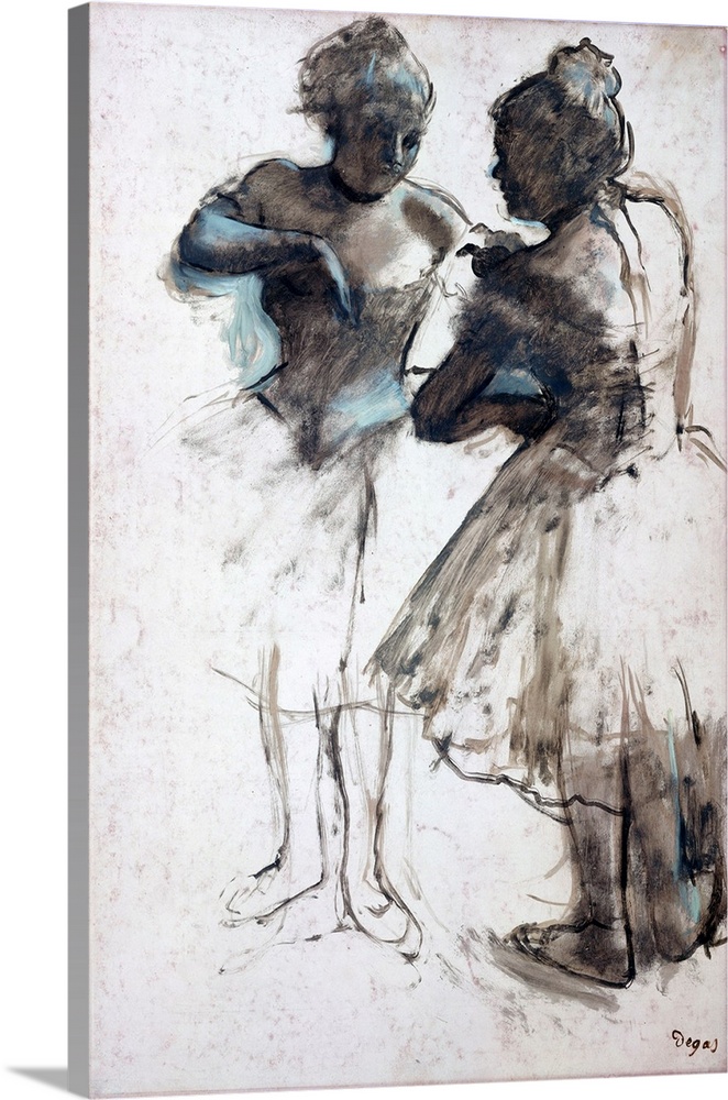 This freely brushed drawing belongs to the stock of figure studies Degas executed in sepia wash on colored papers for his ...