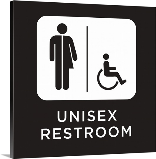 Unisex and Handicapped Restroom Sign in Black and White Photo Canvas ...