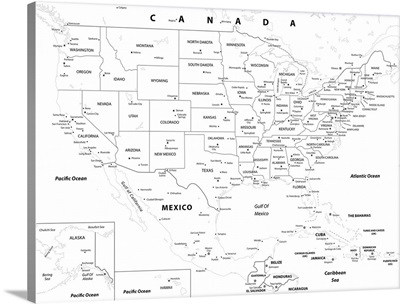 US Map - Outlines, Modern Text
