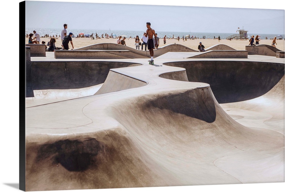 A popular hangout, Venice's skate park is right off of Venice Beach in Los Angeles.
