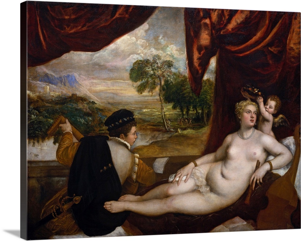 Titian and his workshop treated the theme of Venus and a musician at various times during the latter part of his career. H...