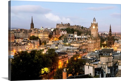 View of Edinburgh City Centre from Calton Hill, Scotland, UK