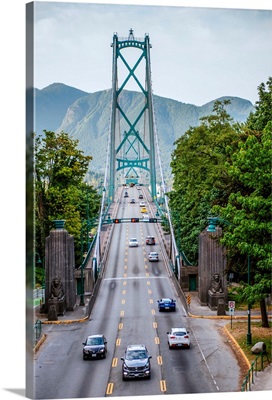 View Of Lions Gate Bridge From Stanley Park, Vancouver, British Columbia, Canada