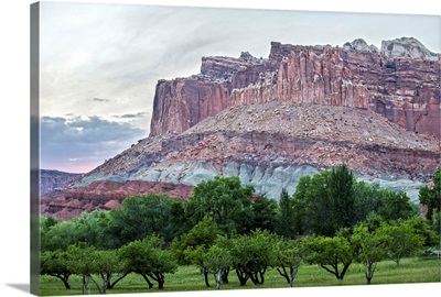 View of The Castle Rock Formation from Orchards, Capitol Reef National Park