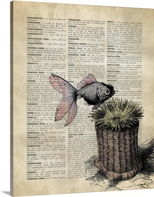 Vintage Dictionary Art: Fish and Anemone