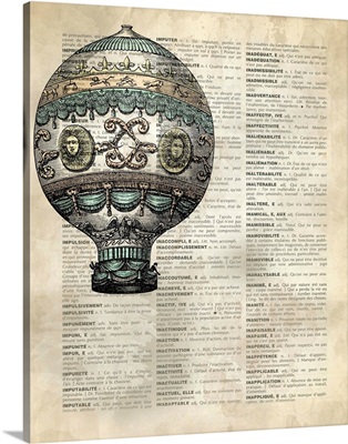 Vintage Dictionary Art: Hot Air Balloon 3