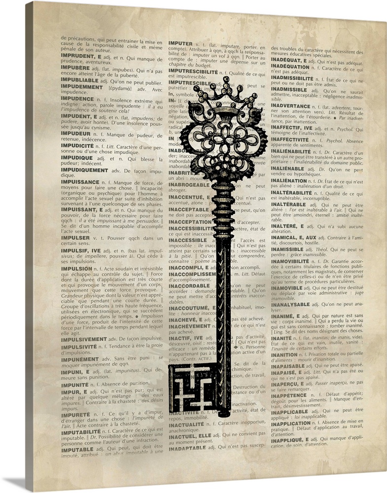 Vintage Dictionary Art: Key