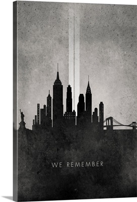 We Remember - 911 NYC minimalist skyline