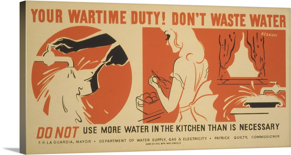 Artwork for The New York City Department of Water Supply, Gas and Electricity for a campaign to conserve water, showing a ...