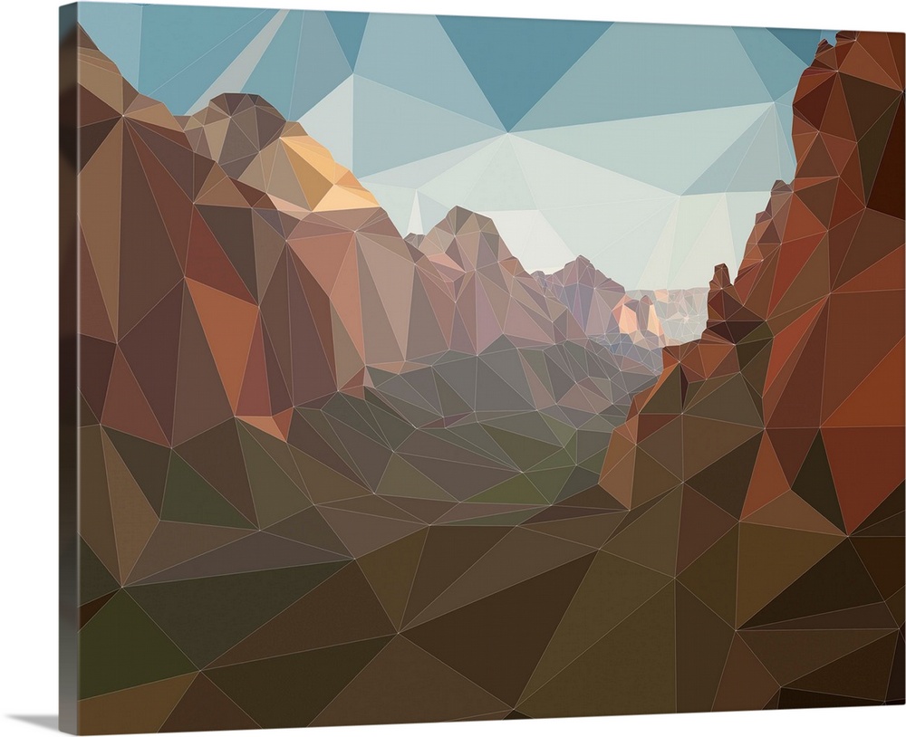 Canyonlands in Zion National Park, Utah, rendered in a low-polygon style.