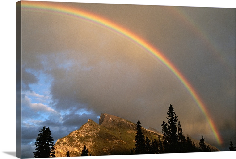 Rainbow over Mt. Rundle after an early evening thunderstorm.