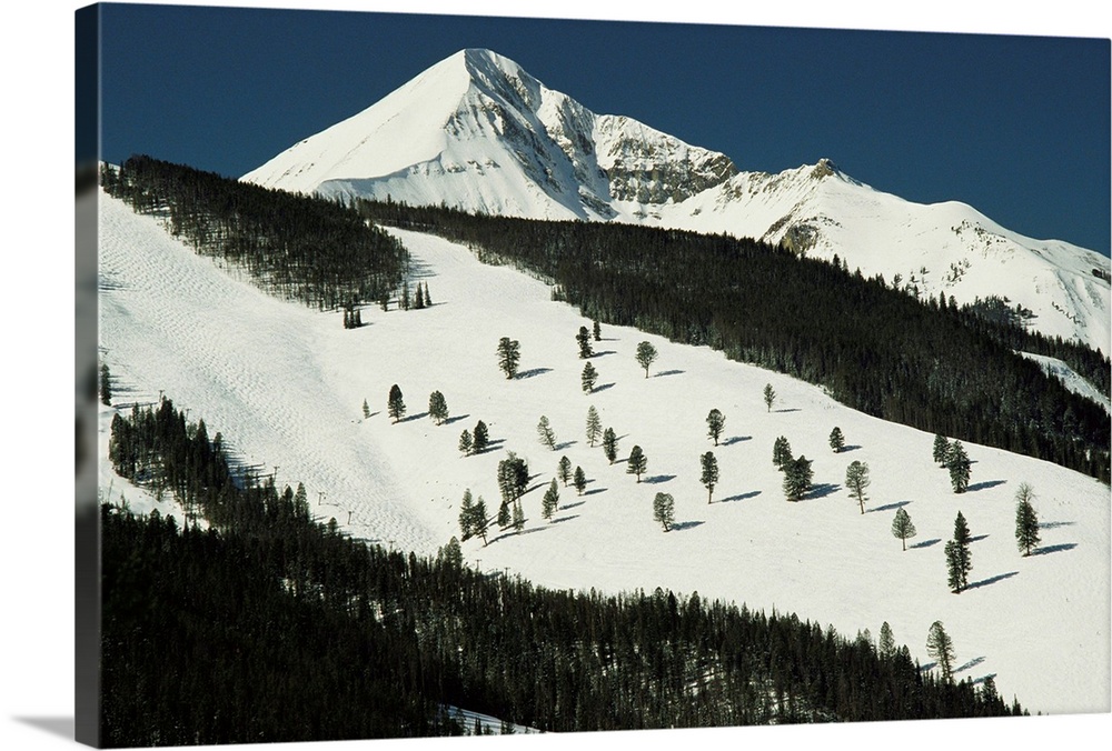 Elevated view of slope at Big Sky Ski Resort.