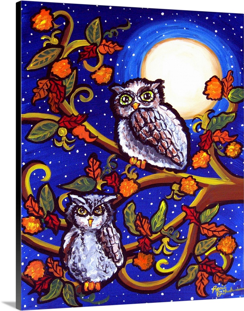 Owls In Moonlight Wall Art, Canvas Prints, Framed Prints, Wall Peels ...