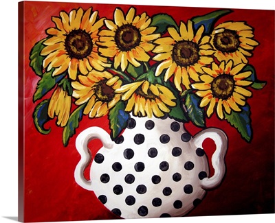 Sunflowers With Black And White Polka Dots