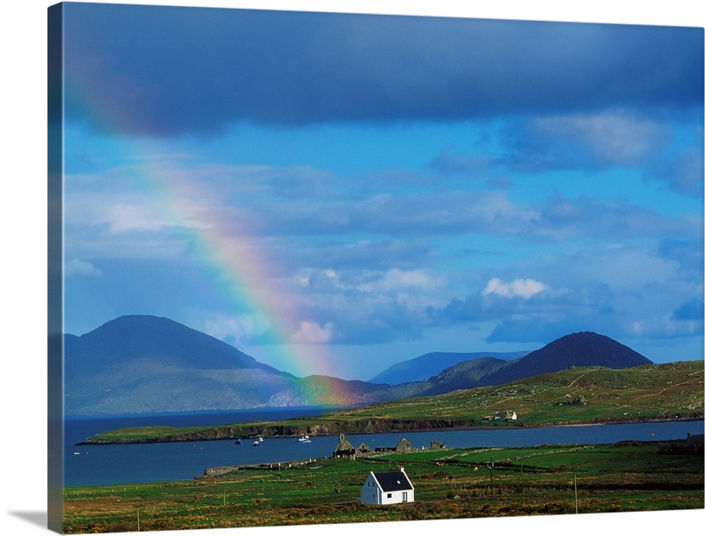 Ballinskellig, Ring Of Kerry, Co Kerry, Ireland; Rainbow Over A Landscape