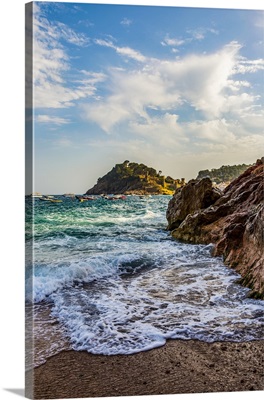 Beach View From Tossa De Mar Of Castell De Tossa, Tossa De Mar, Girona, Spain