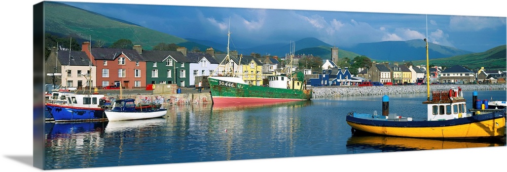 Boats Moored At A Harbor, Dingle Harbor, County Kerry, Republic Of Ireland
