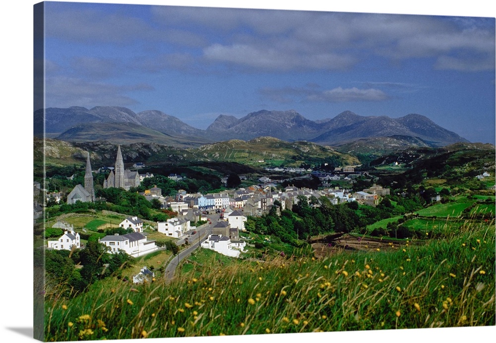 Connemara, Co Galway, Ireland; High Angle View Of Village