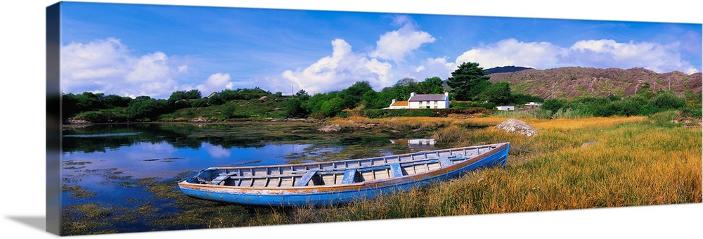 Ellen's Rock, Glengarriff, Co Cork, Ireland, Rowboat On The Shore