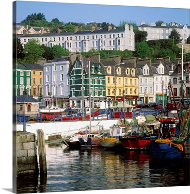 Fishing Boats Moored At A Harbor, Cobh, County Cork, Republic Of Ireland