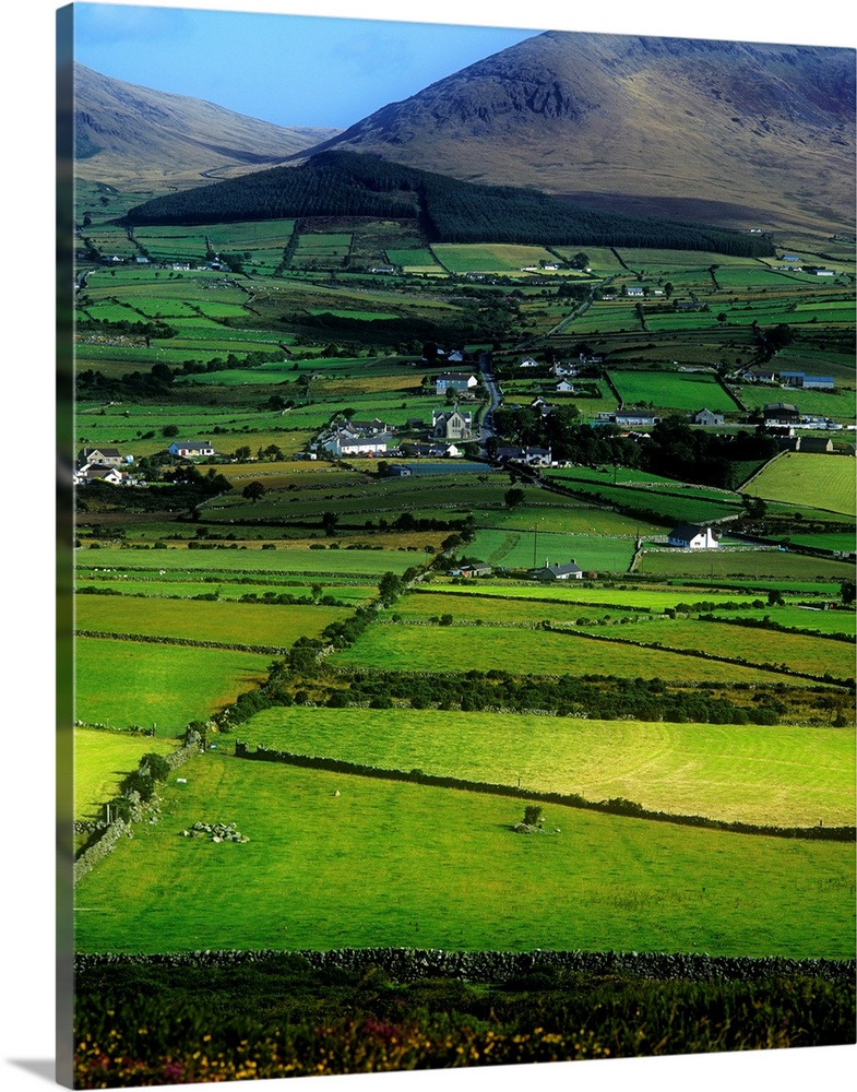 High Angle View Of Buildings In A Village, Mourne Mountains, Northern Ireland