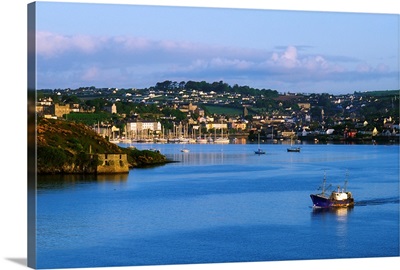 Kinsale, Co Cork, Ireland, Boat With Kinsale In The Distance