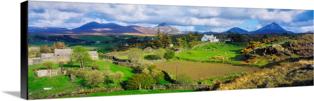 Mount Errigal, Co Donegal, Ireland; Irish Landscape And Mountain In The Distance.