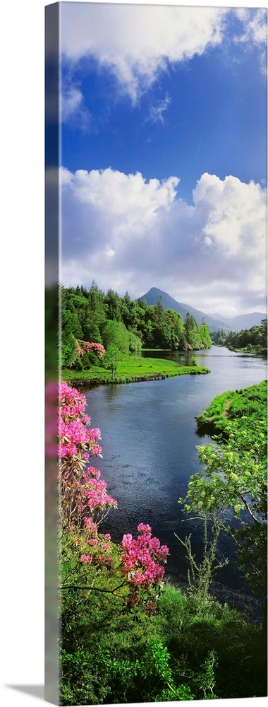 River Leading To A Mountain, Ballinahinch, Connemara, Republic Of Ireland