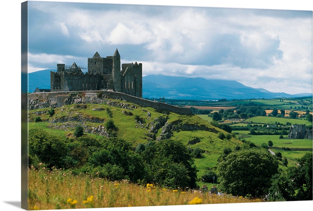 Rock Of Cashel, Ireland, Landscape With The Rock Of Cashel In The Distance