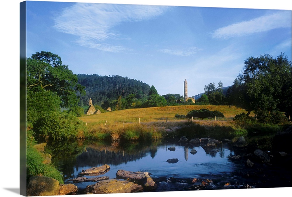 Round Tower In The Forest; Glendalough, County Wicklow, Republic Of Ireland