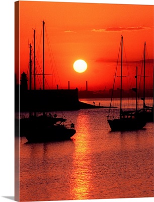 Ships at Sunset, Dun Laoghaire Harbour, Co Dublin, Ireland