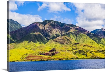 The Rugged Landscape Of The Island Of Maui Under A Blue Sky With Cloud, Maui, Hawaii