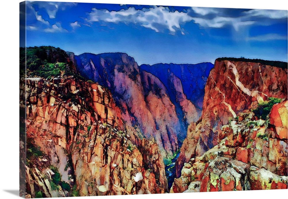 Image of Black Canyon of the Gunnison National Park is in western Colorado, done with a filter effect.