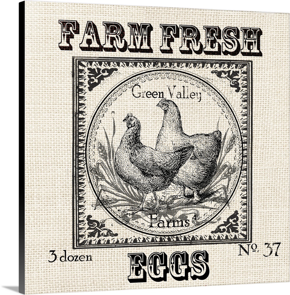 Farmhouse Grain Sack Label Chickens